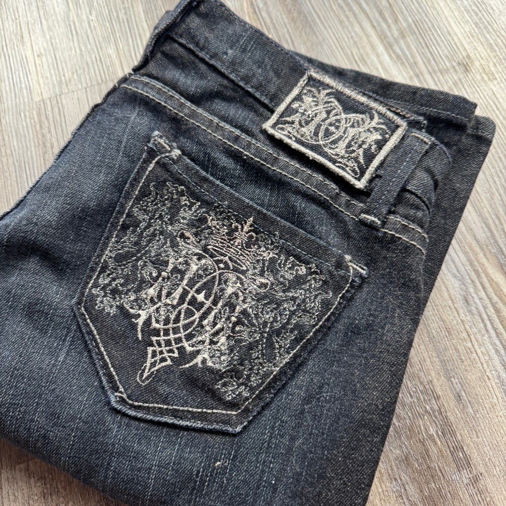 KanCan Women's 7 Dark Wash Flare Leg Jeans READ has flaw